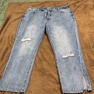 Good American Good Boy Split Hem Straight Leg Jeans